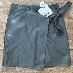 SEEK - Gray Faux Leather Wrap Around Mini Skirt